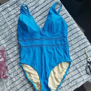 Swimsuits For All Size 16 Blue One Piece